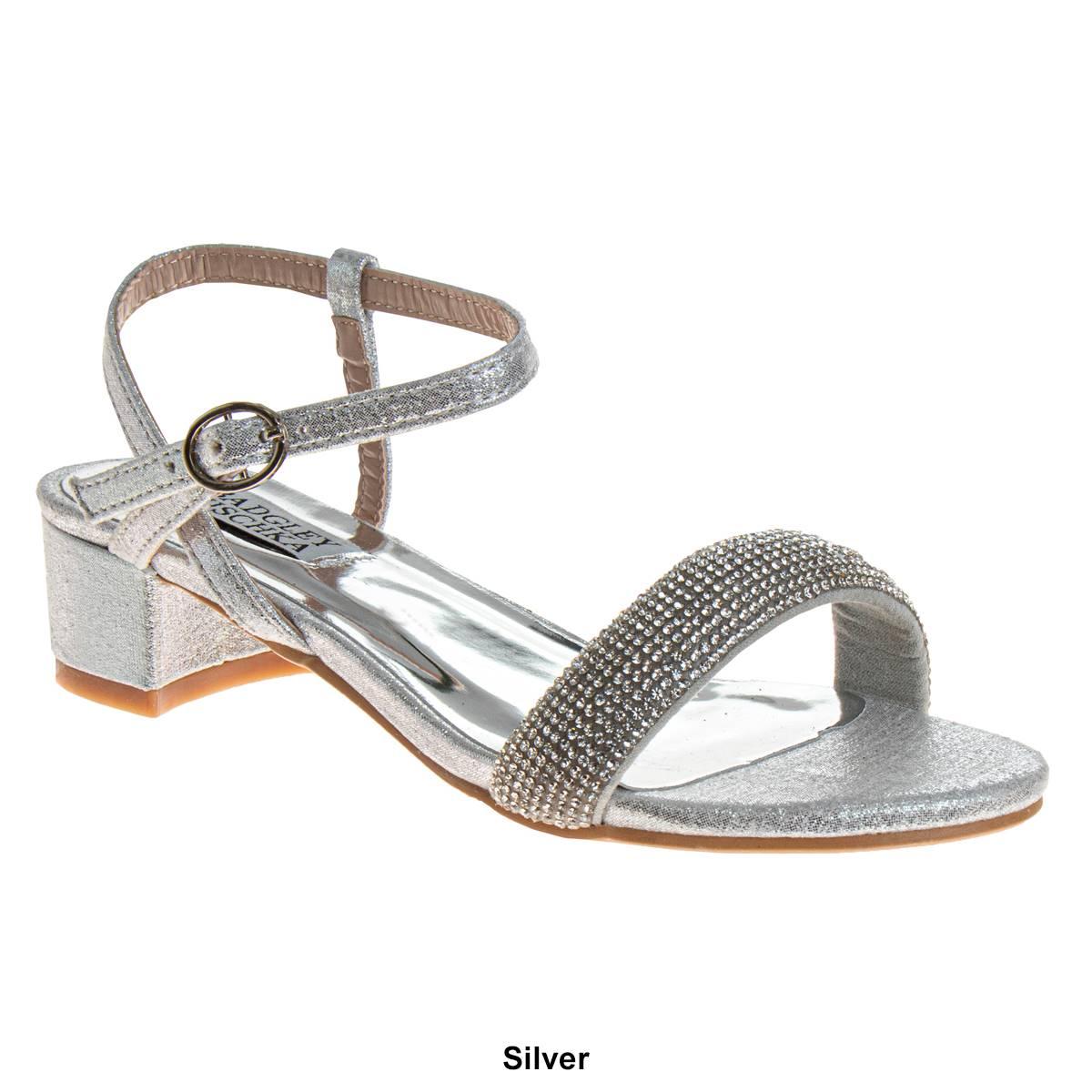 Big Girls Badgley Mischka Low Heeled Rhinestone Dress Sandals