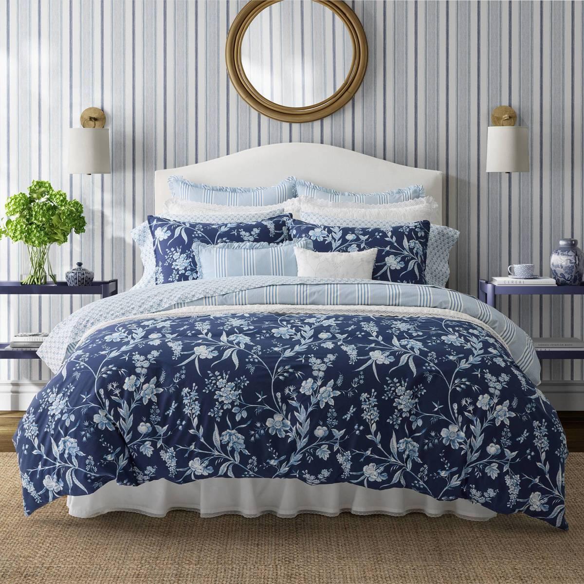 Laura Ashley Branch Toile Cotton Reversible Duvet Cover Set