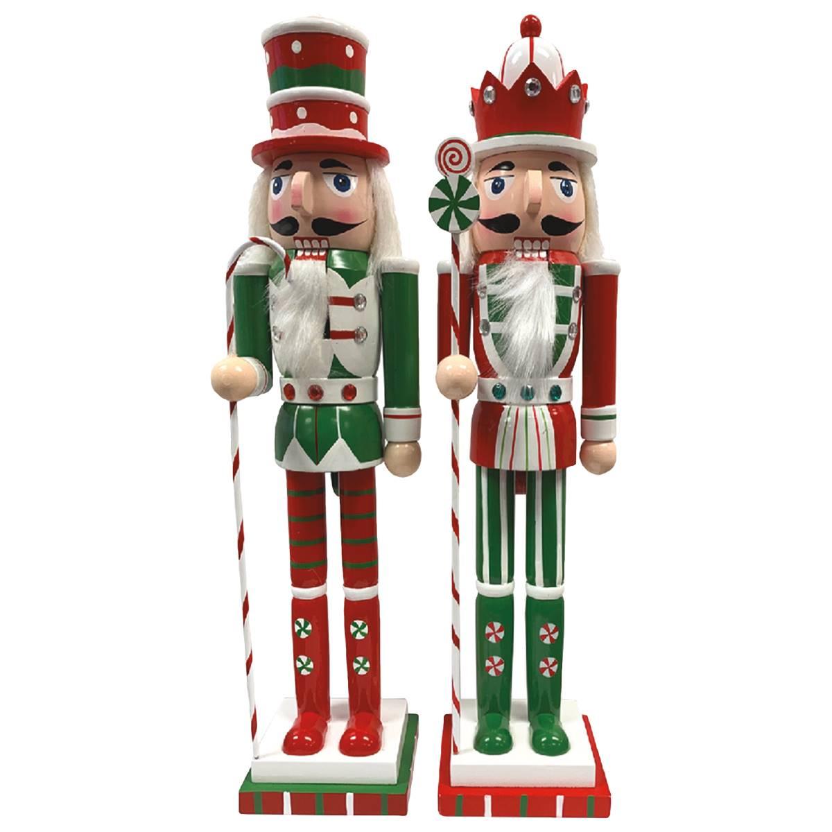 Santa''s Workshop 14in. Peppermint Nutcrackers - Set of 2