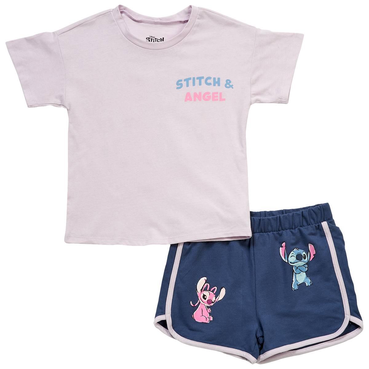 Girls (4-6x) Disney Stitch & Angel Tee & Short Set