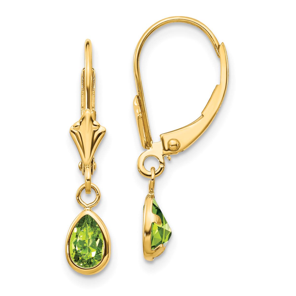 Gemstone Classics(tm) 14kt. Gold Pear Peridot Dangle Earrings