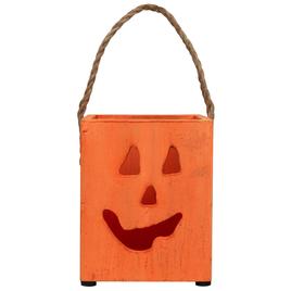 Northlight Seasonal 6.25in. Wood Jack O Lantern Candle Lantern