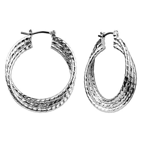 Roman Silver-Tone Thick Twist Hoop Earrings