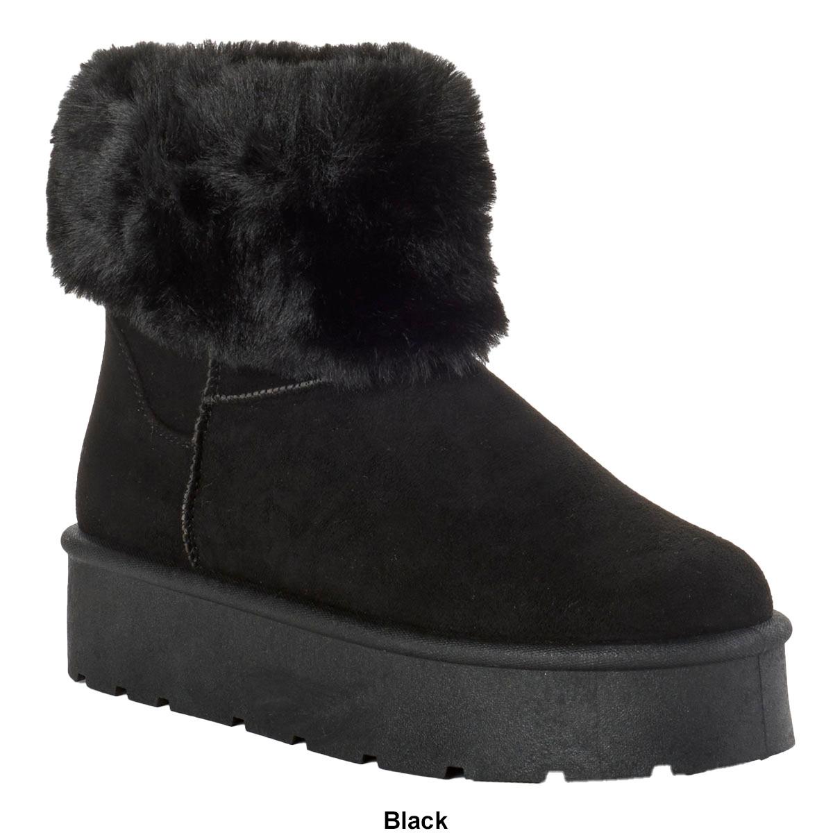 Womens Danskin Faux Suede Fur Cuff Ankle Boots