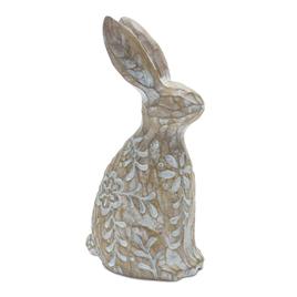 Melrose Floral Carved Rabbit Figurine - Set of 2