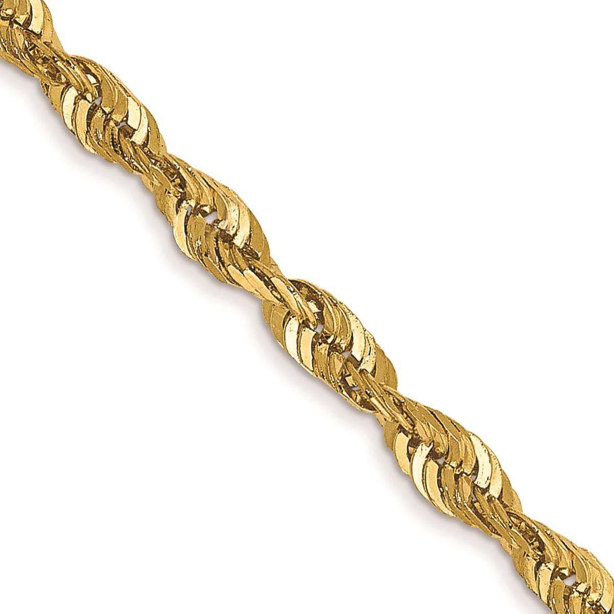 Unisex Gold Classics™ 2.5mm. 14k Diamond Cut Light Rope Necklace