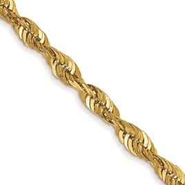 Unisex Gold Classics™ 2.5mm. 14k Diamond Cut Light Rope Necklace
