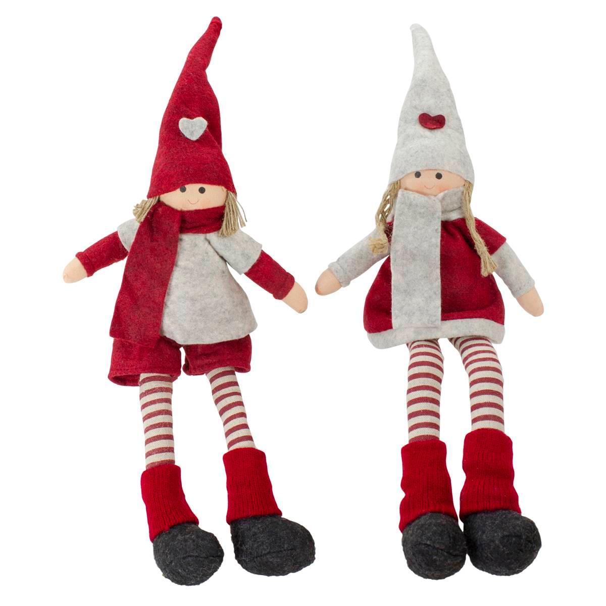 Northlight Seasonal Plush Boy & Girl Christmas Decor - Set of 2