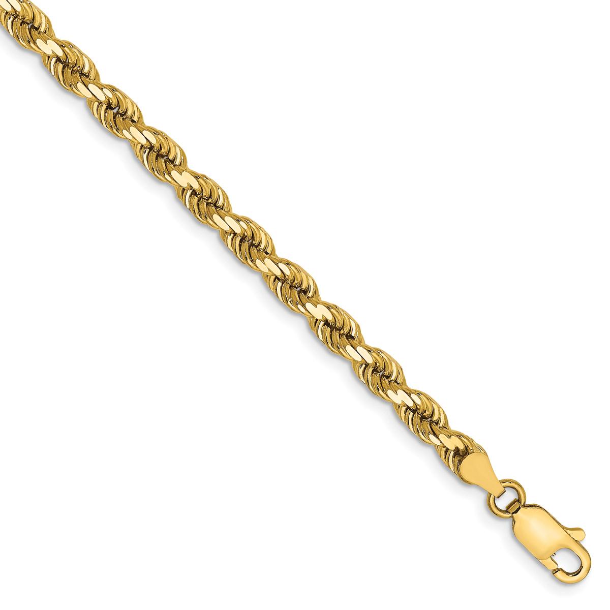 Mens Gold Classics(tm) 4mm. 14k Gold Diamond Cut Rope Chain Bracelet