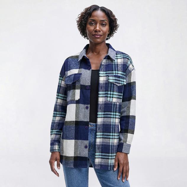 Womens da-sh Mix & Match Plaid Shacket