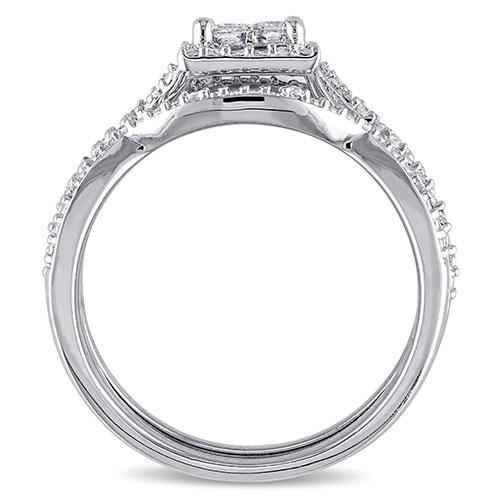 Loveblooms™  Princess & Round Diamond Bridal Ring Set