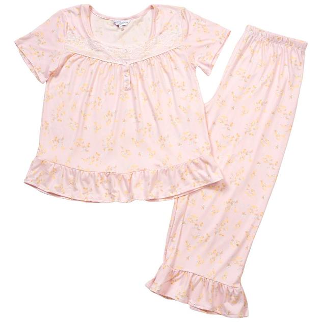 Womens Elizabeth & Nicole® Short Sleeve Lace Floral Pajama Set