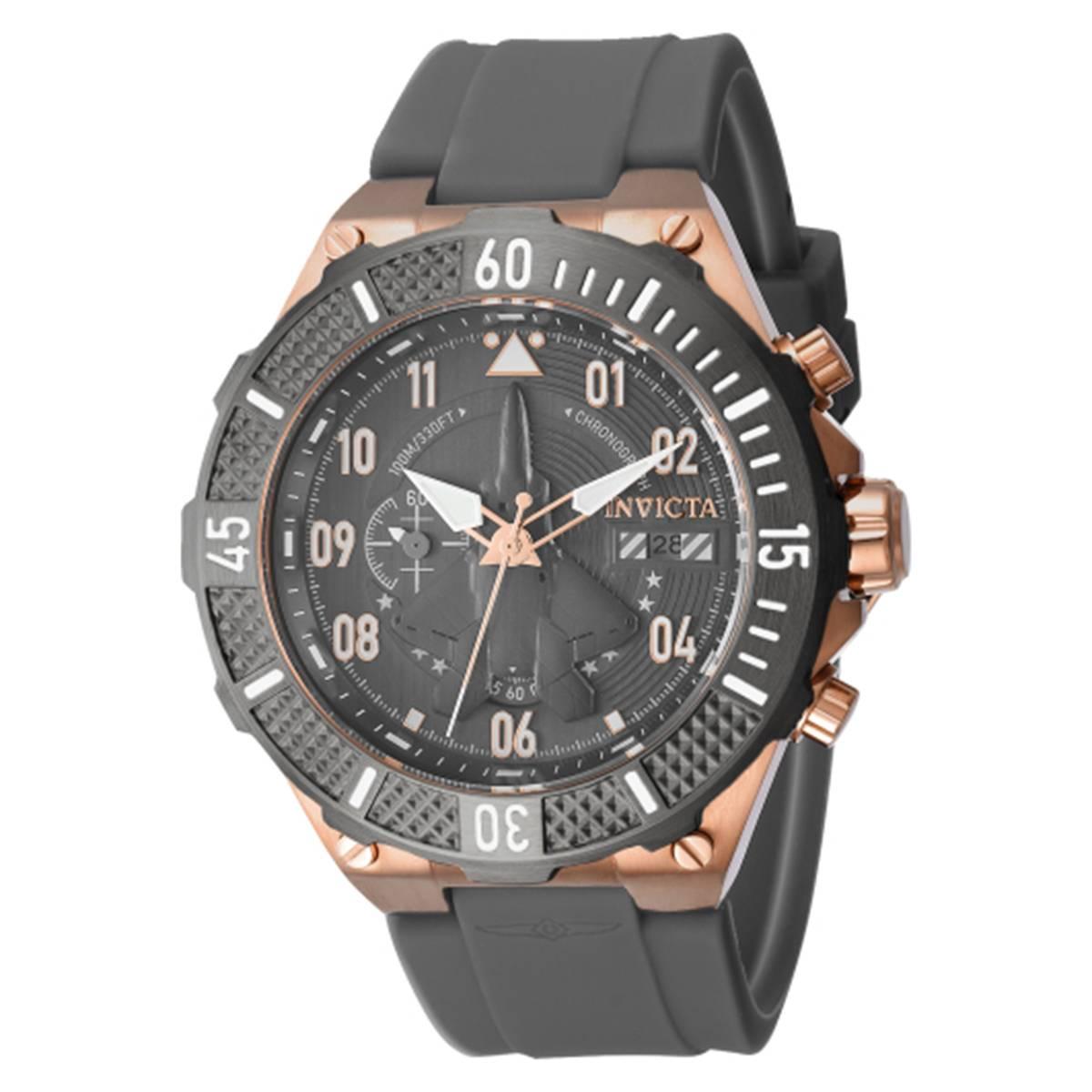 Mens Invicta Aviator Rose Gold Grey Dial Quartz Watch - 39895