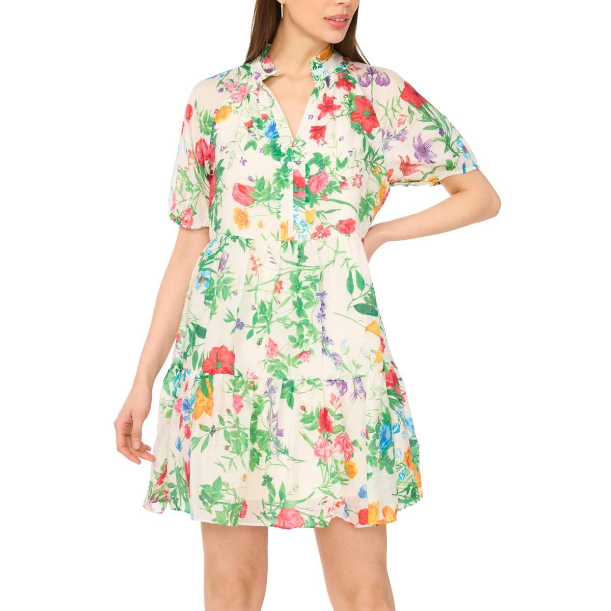 Womens MSK Short Sleeve Floral Babydoll A-Line Dress