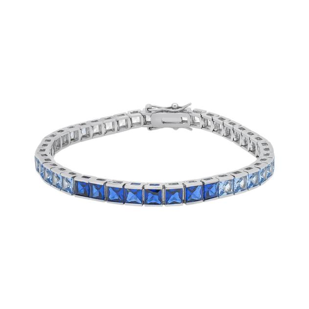 Gianni Argento Blue Ombre Square Link Tennis Bracelet