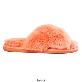 Womens Kooba Faux Fur Cross Slide Slippers