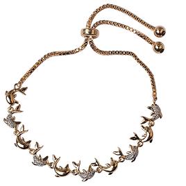 Accents Gold Plated Diamond Accent Dolphin Adjustable Bracelet