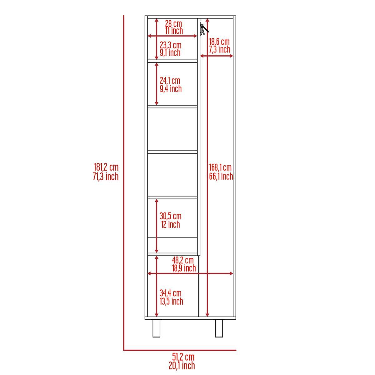 FM FURNITURE Norway Black Broom Closet Pantry
