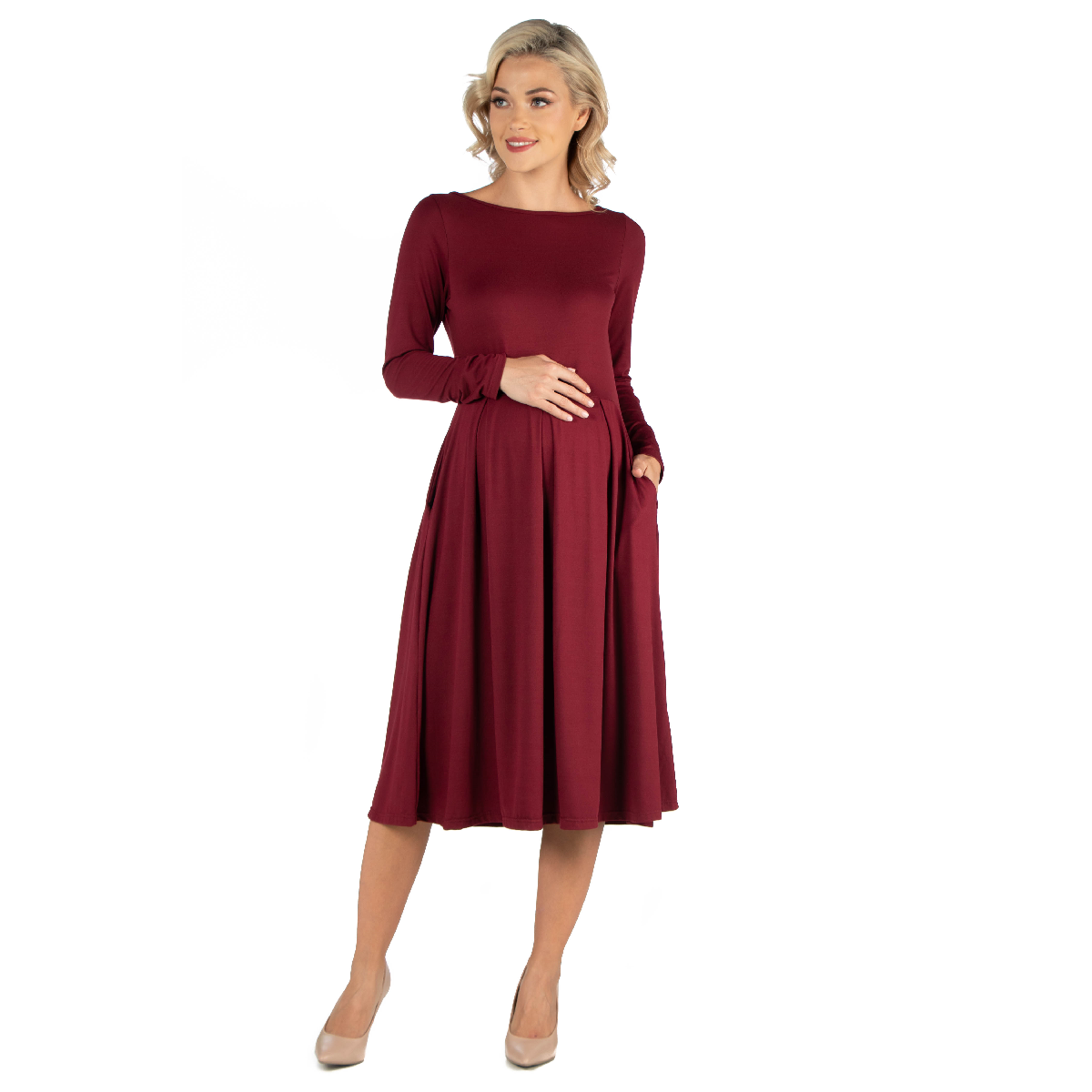 Womens 24/7 Comfort Apparel Sleeveless Pocket Maternity Maxi