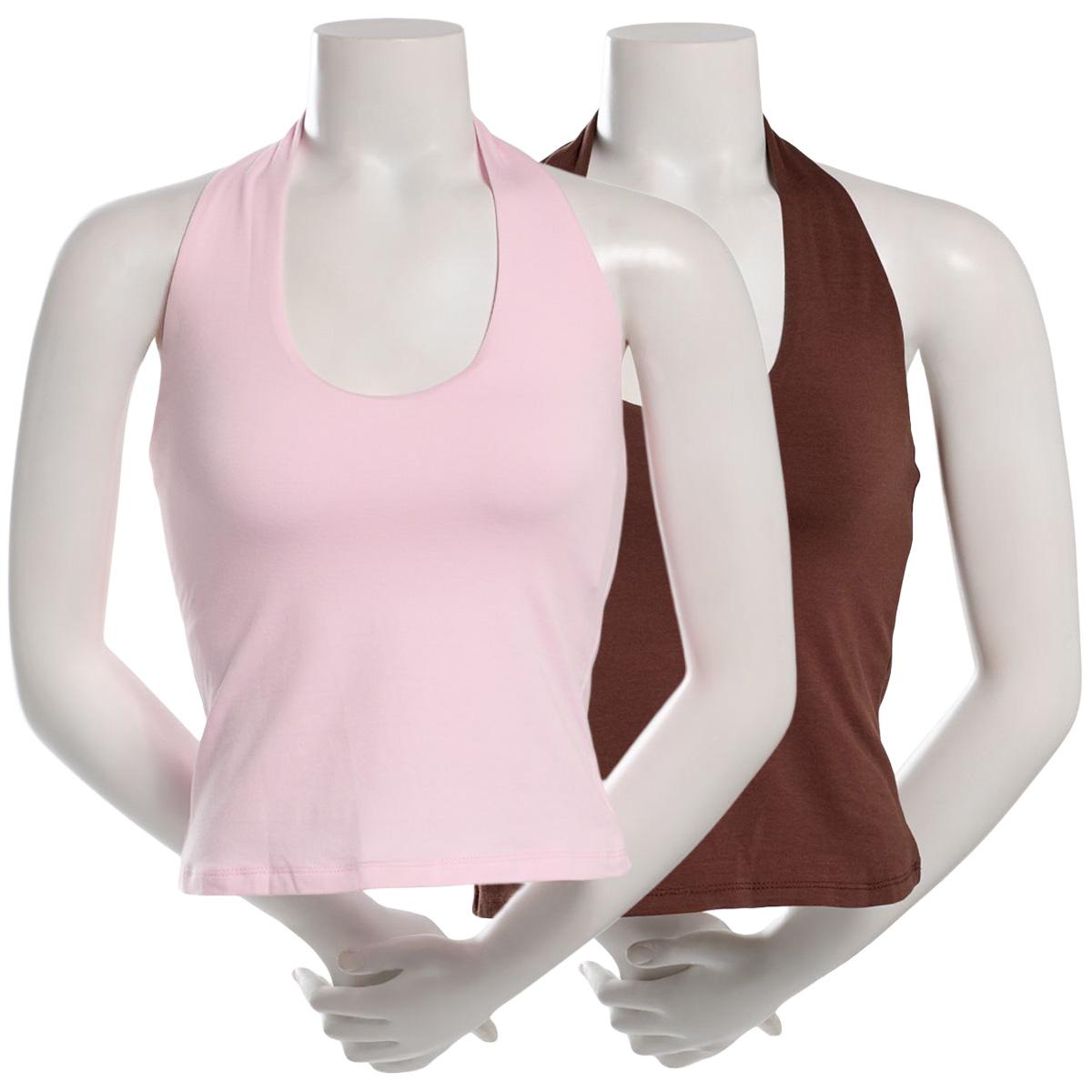 Juniors Pink Rose 2pk. Halter Top w/ Bra