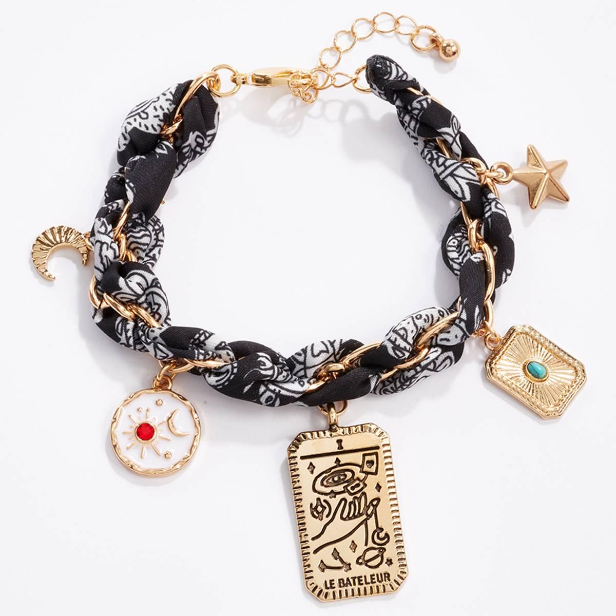 Ashley Scarf Bracelet with Celestial Charms