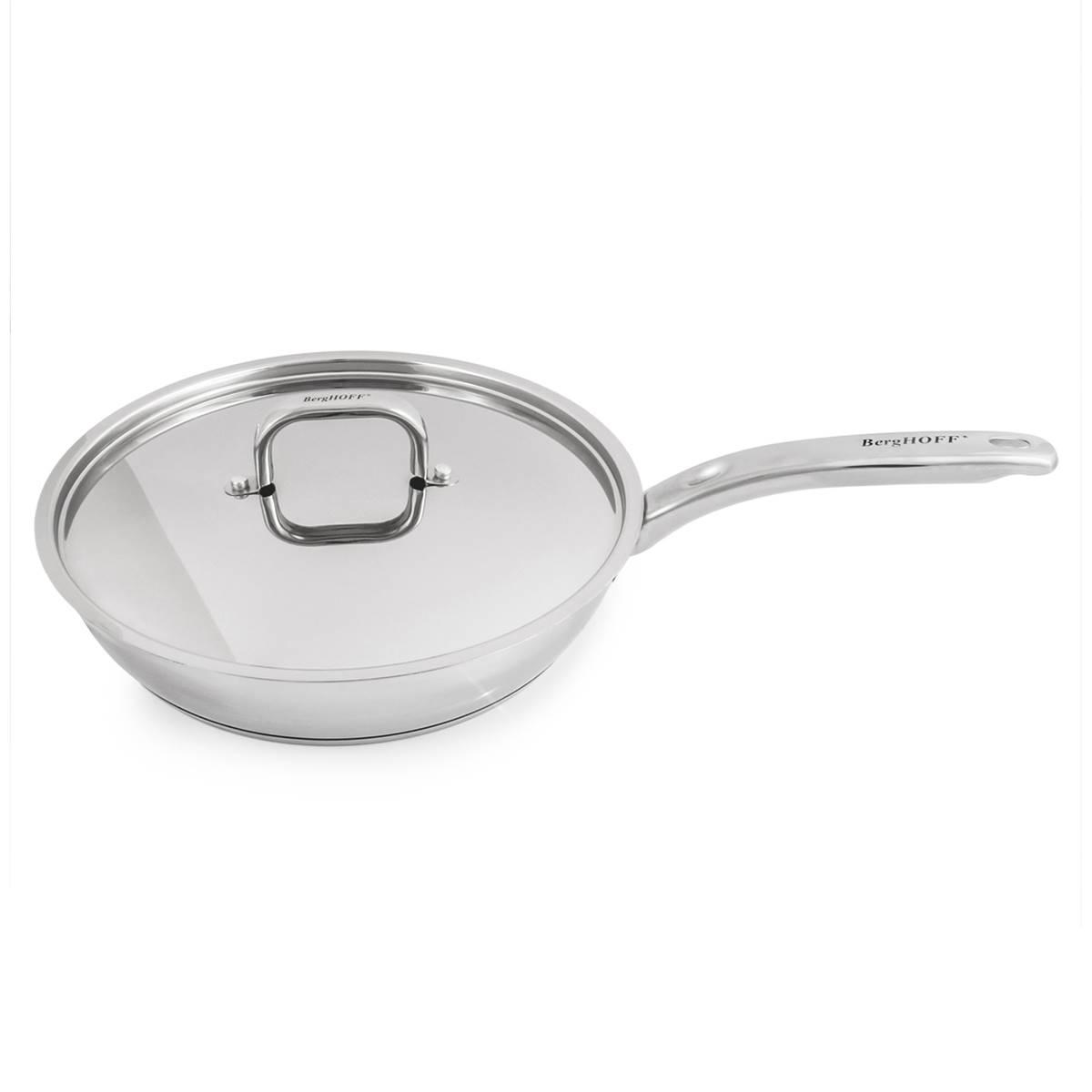 BergHOFF Belly Shape Stainless Steel 10.5in. Skillet w/ Lid