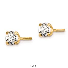 Pure Fire 14kt. Gold Diamond 4-Prong Screw-Back Stud Earrings