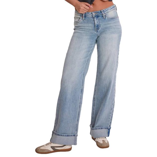 Juniors YMI® Brittany Low Rise Loose Cuffed Wide Leg Jeans