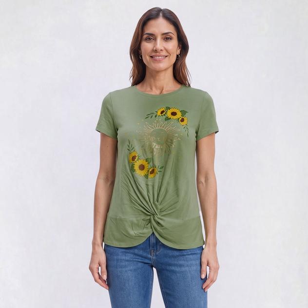 Womens Bare Your Soul By Sweet Soul Celestial Sunflower Tee