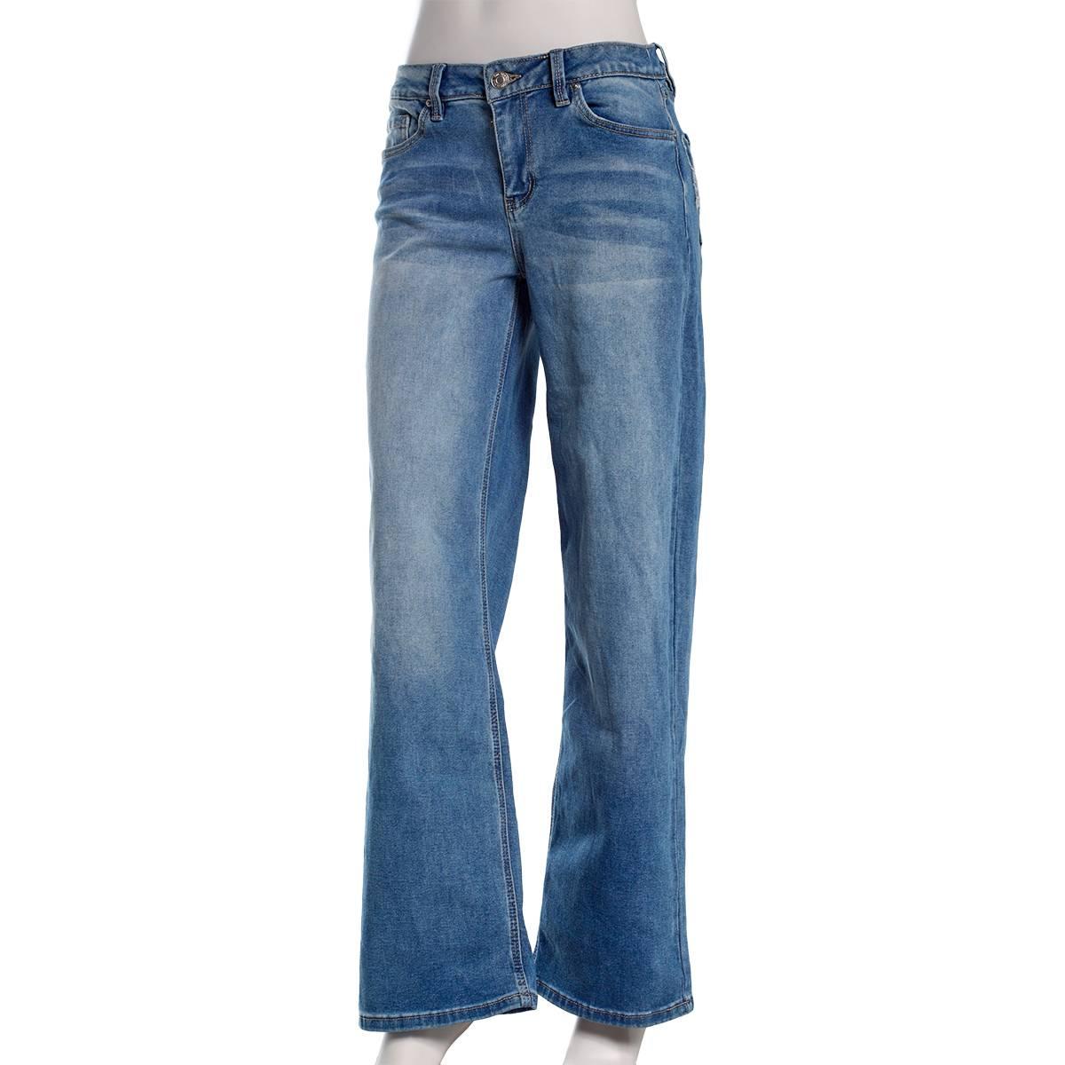 Juniors YMI(R) Low Rise Wide Leg Embroidered Butterfly Pocket Jeans