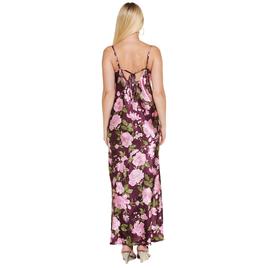 Juniors Crystal Doll Floral Satin Maxi Slip Empire Waist Dress