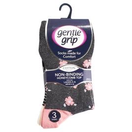 Womens Gentle Grip Floral Hybrid Novelty Crew Socks