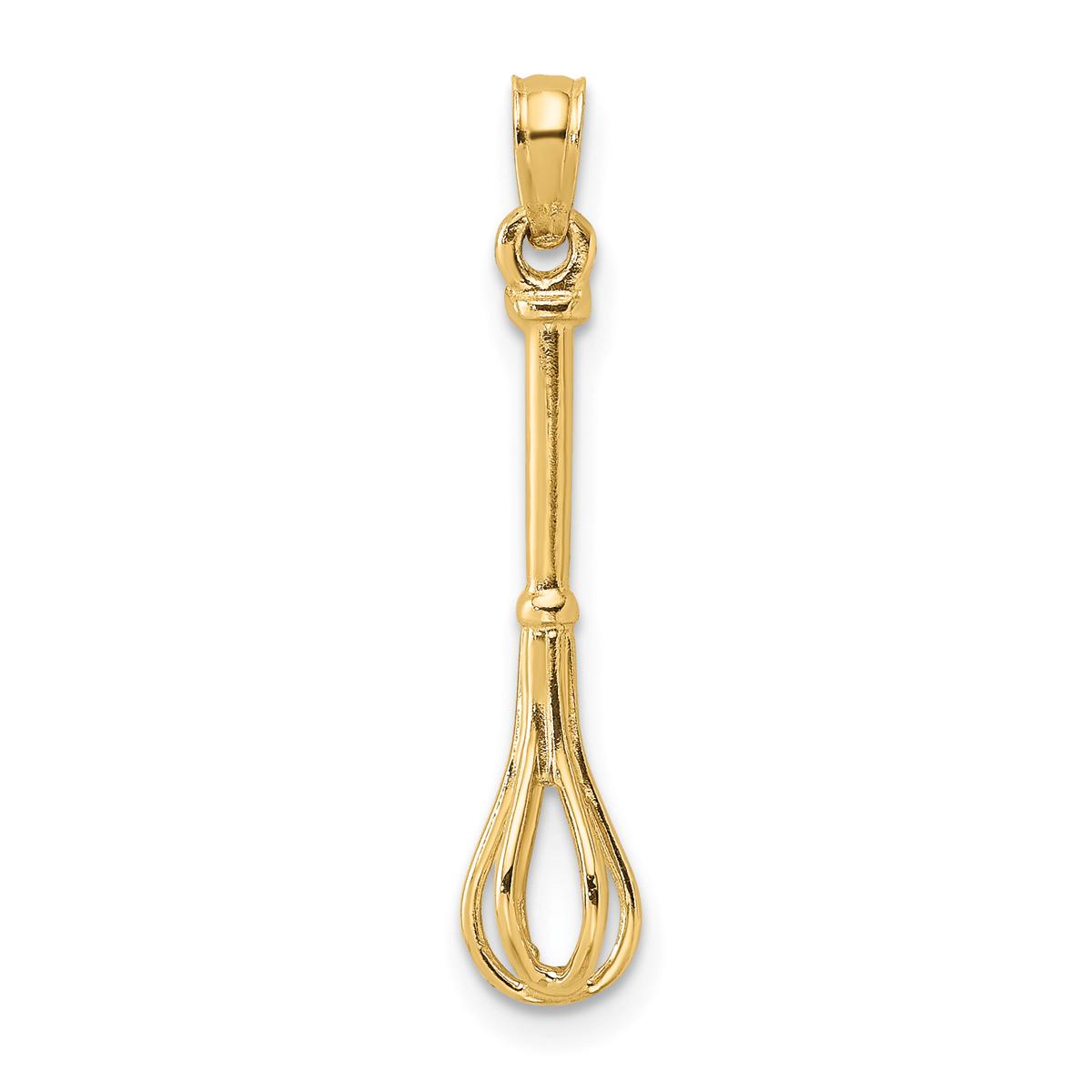 Unisex Gold Classics(tm) 14kt Gold 3D Polished Whisk Charm