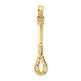 Unisex Gold Classics(tm) 14kt Gold 3D Polished Whisk Charm