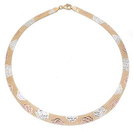 Ellen Tracy Tri-Tone Flower Omega Collar Necklace