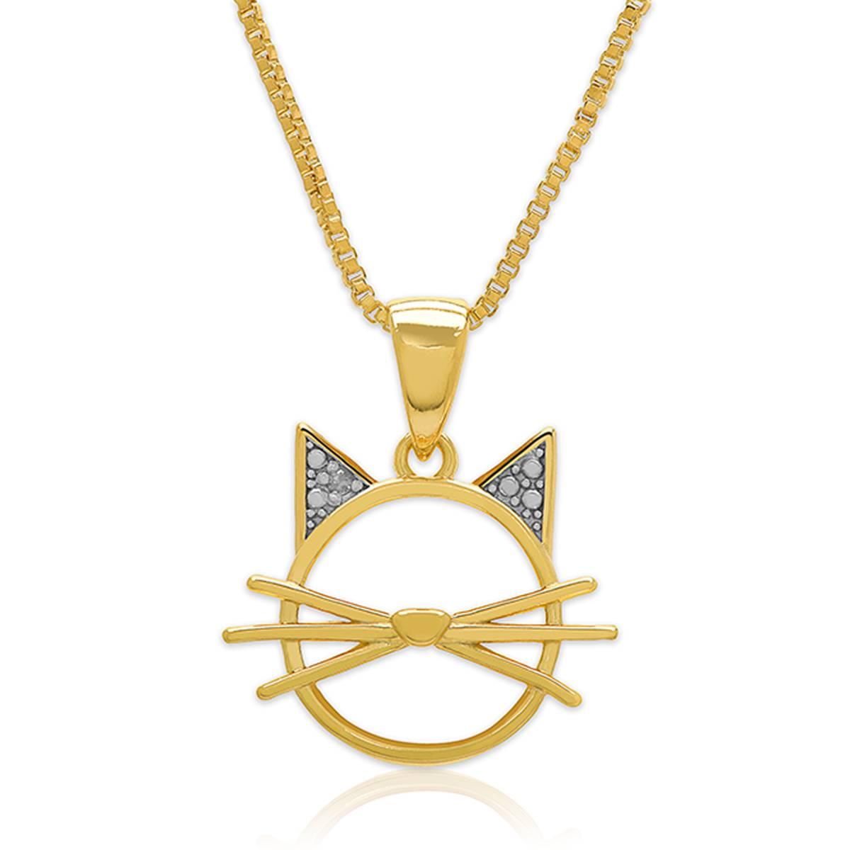 Accents by Gianni  Argento Diamond Accent Cat Pendant Necklace