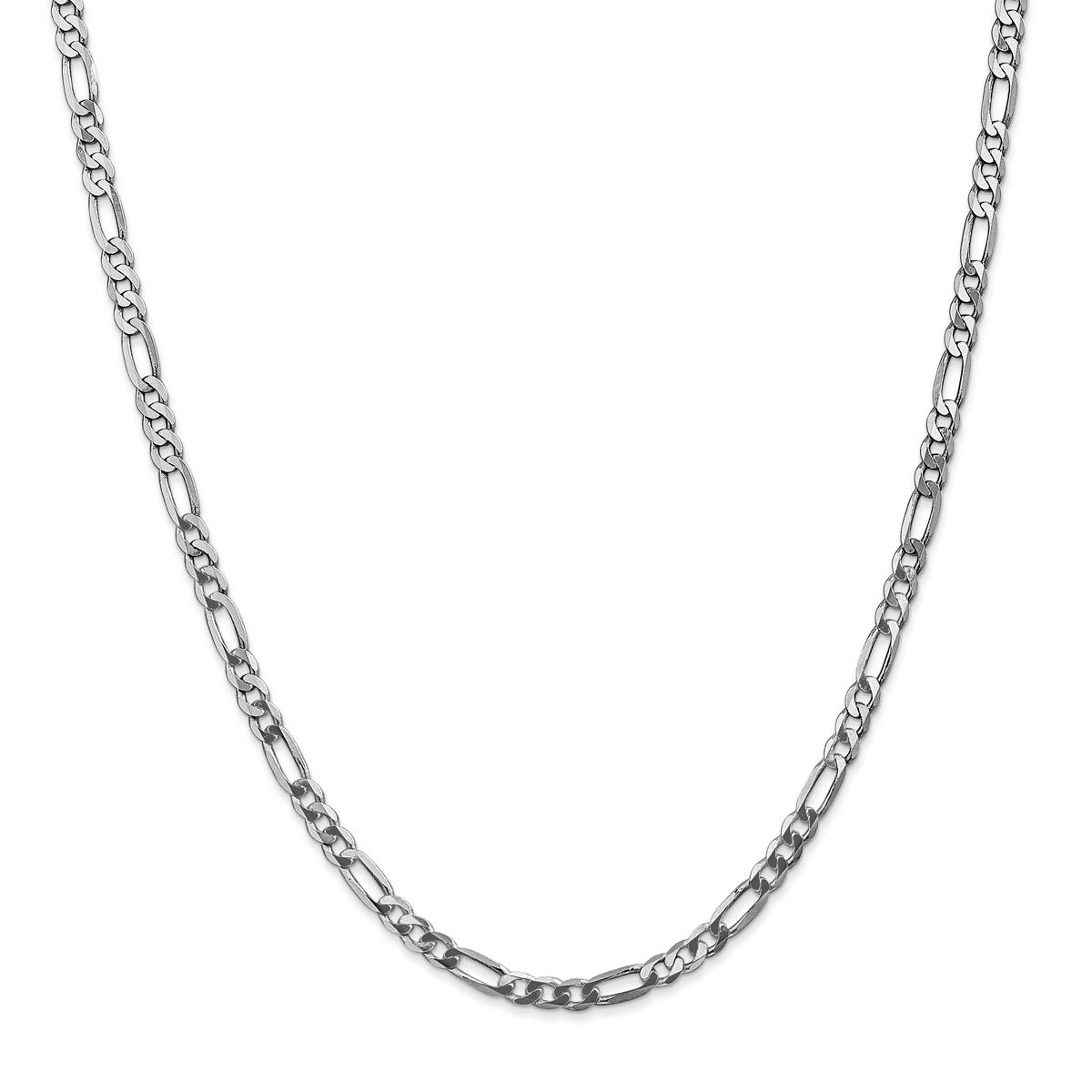 Mens Gold Classics(tm) 4.0mm. 14k White Gold Flat Figaro Necklace