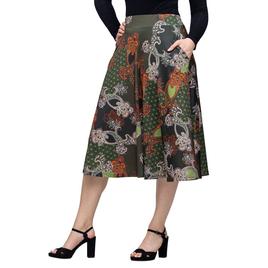 Womens 24/7 Comfort Apparel Green Paisley Pocket Midi Skirt