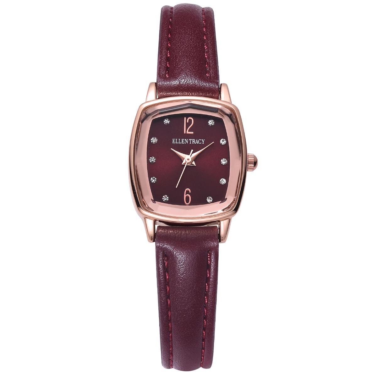 Womens Ellen Tracy Rose Gold-Tone Burgundy Dial Watch - ET5375RGB