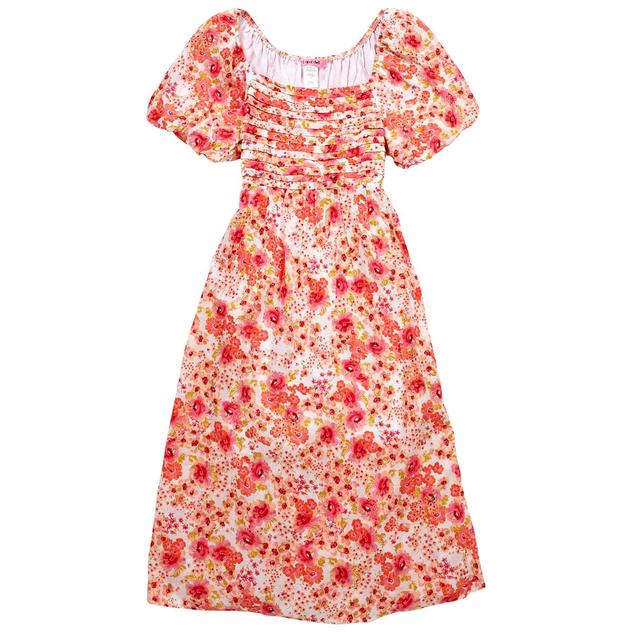 Girls (7-16) Paper Doll Floral Puff Sleeve Maxi Dress