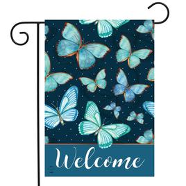 Briarwood Lane Blue Butterflies Welcome Garden Flag