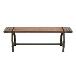 9th & Pike(R) Industrial Black Metal & Brown Wood Bench