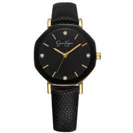 Womens Jessica Simpson Gold-Tone Metal Bezel Watch - JS0103GD