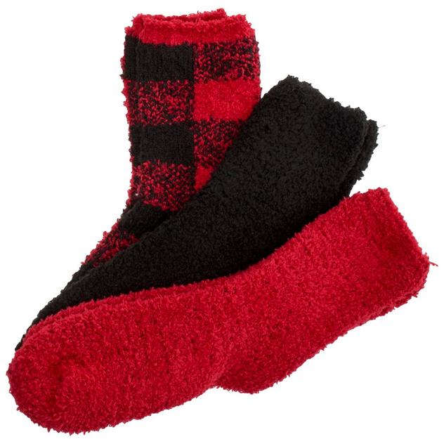 Womens Cuddl Duds® 3pk. Buffalo Check Cozy Crew Socks