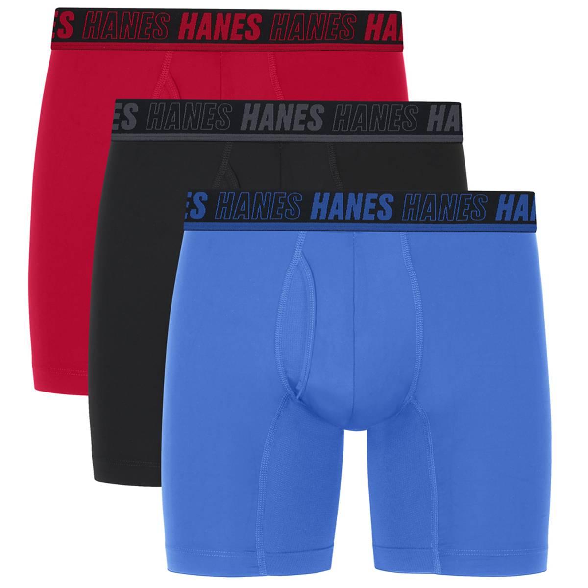 Mens Hanes Ultimate® Moves Xtemp Boxer Briefs - Blue/Red/Black