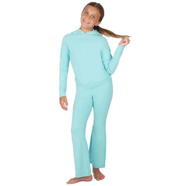 Girls (7-12) Yogalicious® Mélange Cinch Hoodie & Flare Pants Set