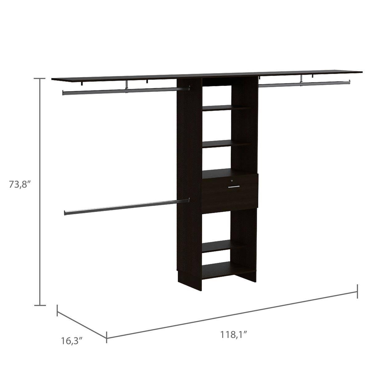FM FURNITURE Broncos Dark Walnut 3 Drawers Closet