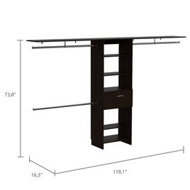 FM FURNITURE Broncos Dark Walnut 3 Drawers Closet