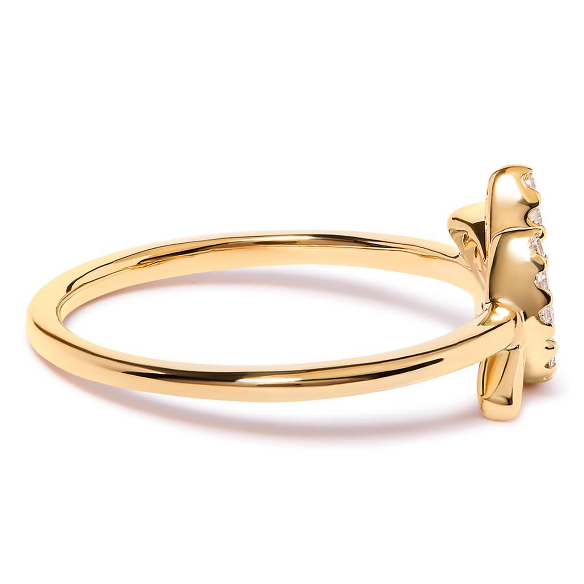 Haus of Brilliance 10kt. Yellow Gold 1/10ctw. Diamond Leaf Ring