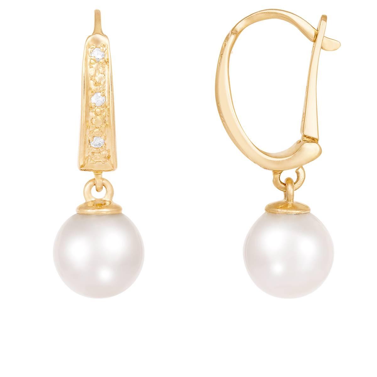 Splendid Pearls 14kt. Gold Akoya Pearl &amp; Diamond Earrings